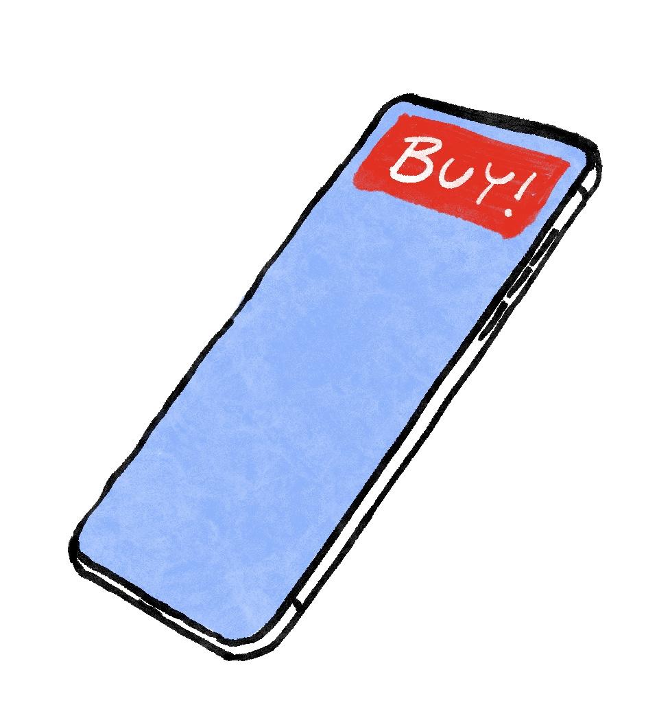 An illustration of a smartphone showing an ad