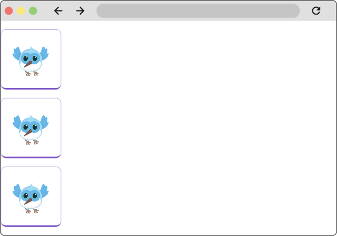 A screenshot of a three widgets laid out vertically, using a column widget.