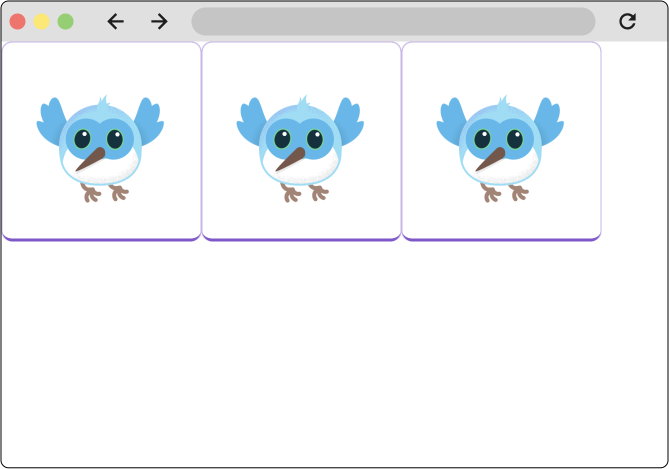 A screenshot of a row widget with three children