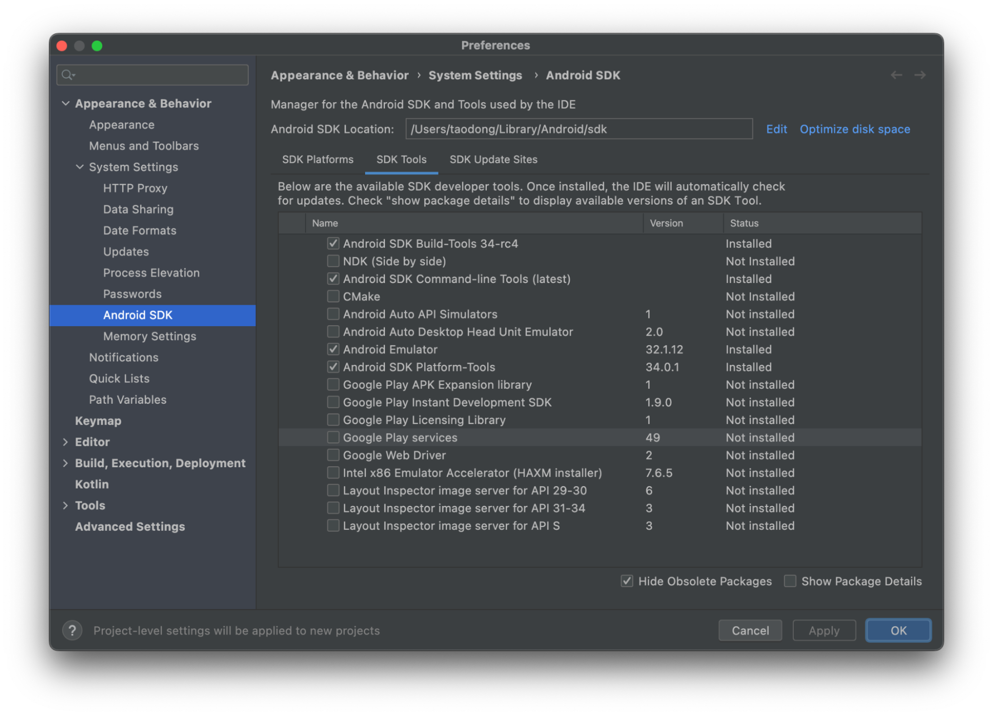 Android Studio SDK
Manager