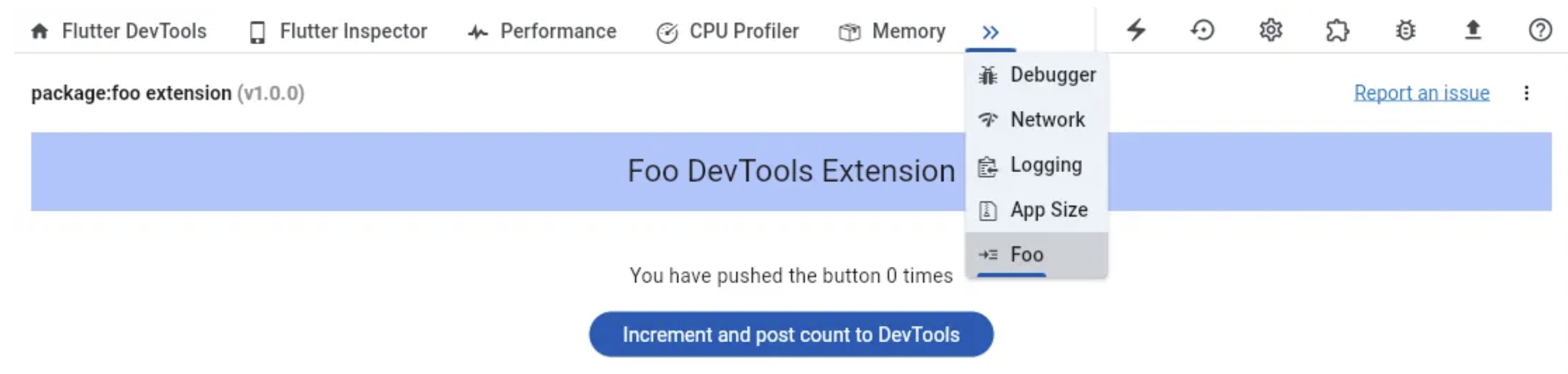 Example DevTools extension for package:foo