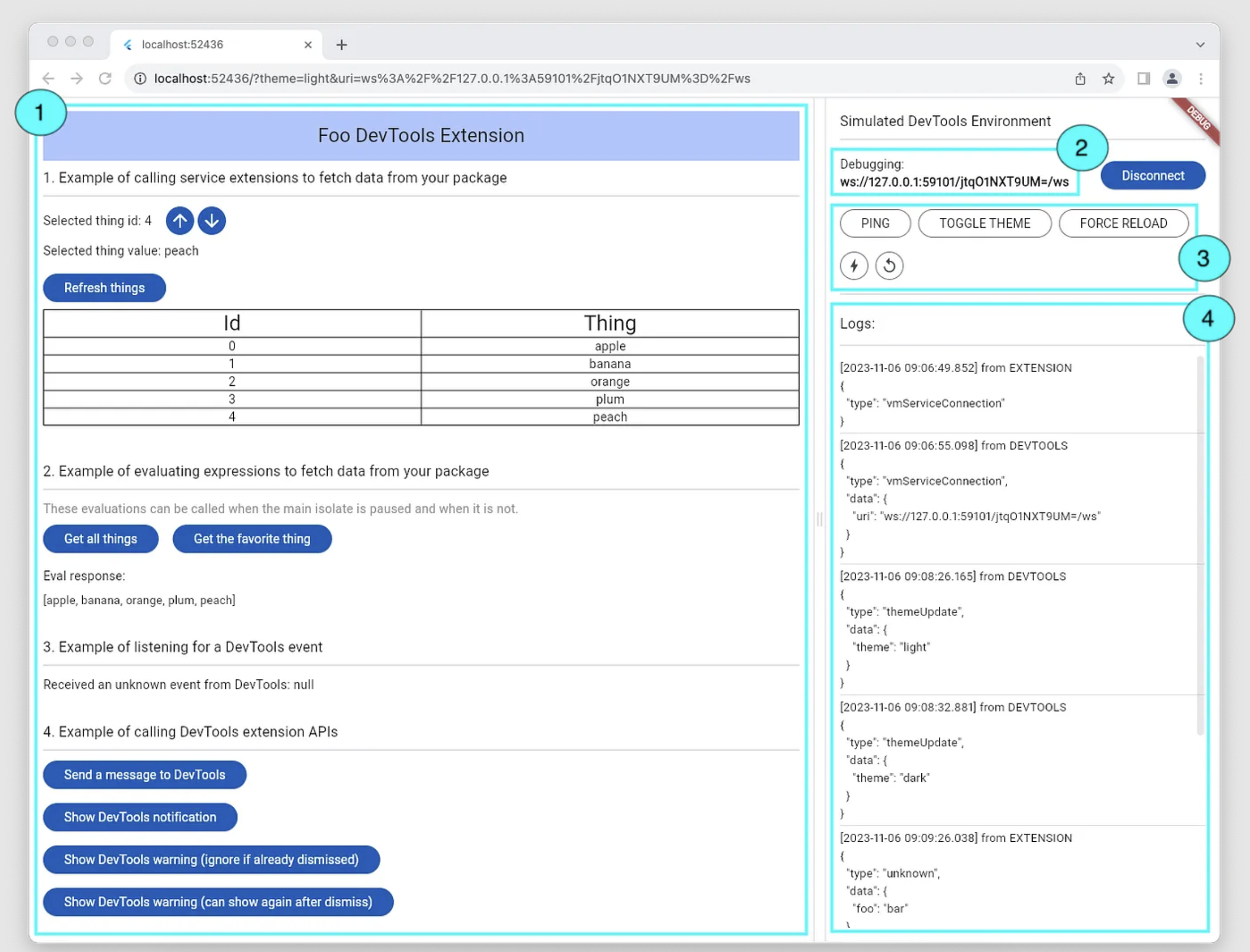 Debugging an extension with the Simulated DevTools Environment
