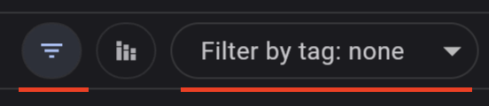 Screenshot of filter by tag menu