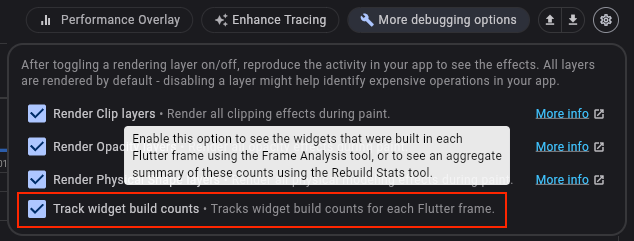 Track widget build counts setting