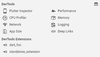 DevTools tools in the sidebar